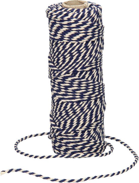 Katoenen touw 45 meter blauw/wit | 1 stuk