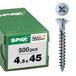 SPAX Universele schroef met kopboring, 4,5 x 45 mm, 500 stuks, Voldraad, Verzonken kop, Kruiskop Z2, S-punt, WIROX - 0271010450455