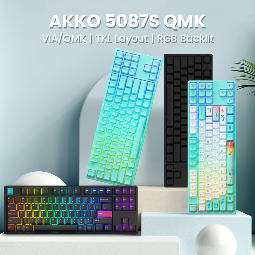 Akko 5087S Via - 80% TKL Hot Swap Mechanical Keyboard Bundle