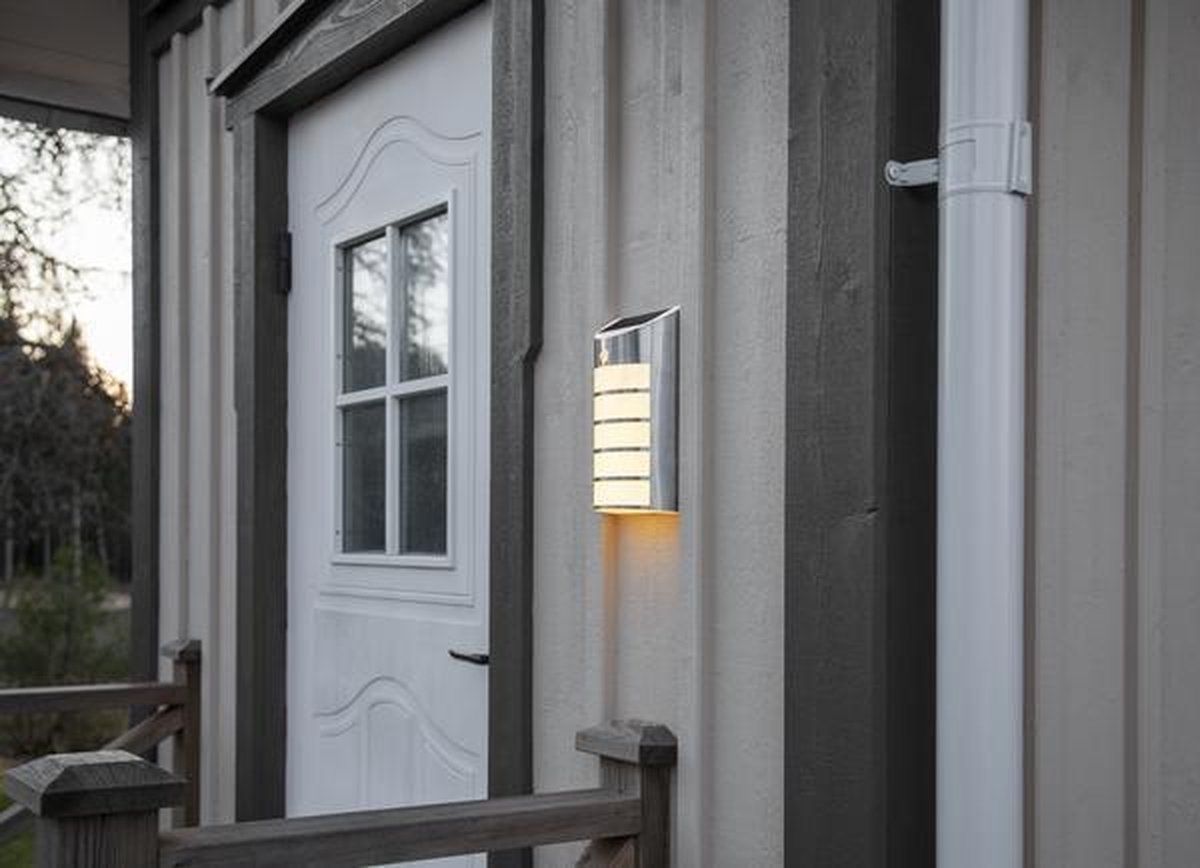 RTM Lighting Solar Wandlamp - Zilver - Warm Wit - 26,5CM - Bewegingsmelder