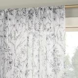 No. 918 Ambree Vintage Floral Sheer Rod Pocket Gordijnpaneel, 129,5 cm x 160 cm, zwart/wit