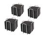 HostelNovo - Set van 4 servetringen met 200 stuks cocktailservetten 10 x 10 cm - servettenhouder van robuust roestvrij staal - zwarte servetten, wegwerppapier