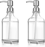Unyqoos® Set de distributeurs de savon en verre rechargeables pour utilisation en cuisine et salle de bain