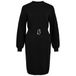 VILA Viricky L/S Short Belted Knit Dress/Ka gebreide mini jurk - zwart