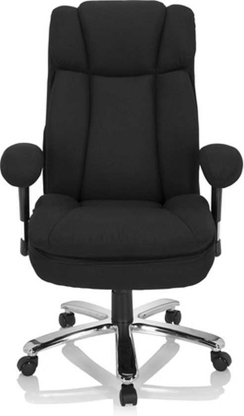 BUILDER XXL I - XXL Bureaustoel - Zwart - Stof - Verstelbare armleuningen - 180 kg