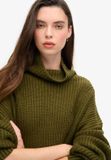 Superdry Gebreide trui-jurk met grove rib Dames Jurken dark moss green