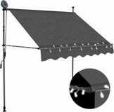 vidaXL Luifel Handmatig Uitschuifbaar met LED 100 cm Antracietkleurig