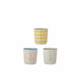 Bloomingville Patrizia Eierdopjes, Stoneware, Meerkleurig, Set van 3