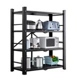 Joybos - Rek met 4 planken van metaal, 73 x 37 x 115 cm, zwart
