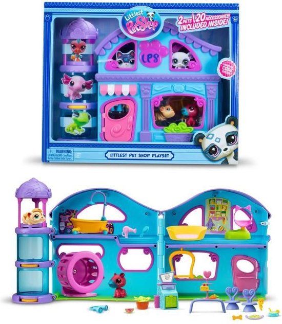 Bandai Littlest Pet Shop - Het grote huis van dierenwinkels - Speelset met 2 dierenwinkels en +20 accessoires