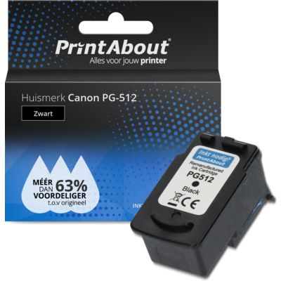 PrintAbout Huismerk Canon PG-512 Inktcartridge Zwart Hoge capaciteit