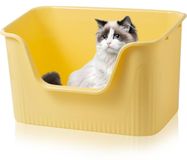 Merkloos Kattenbak Open - Extra Groot - Spatwaterdicht - 44 x 38 x 22 cm - Geel