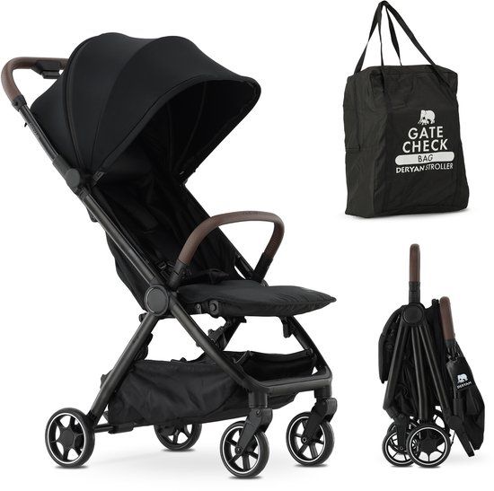 Deryan Air Buggy - Zwarte Vliegtuig Buggy met Transporttas - Compact en Lichtgewicht
