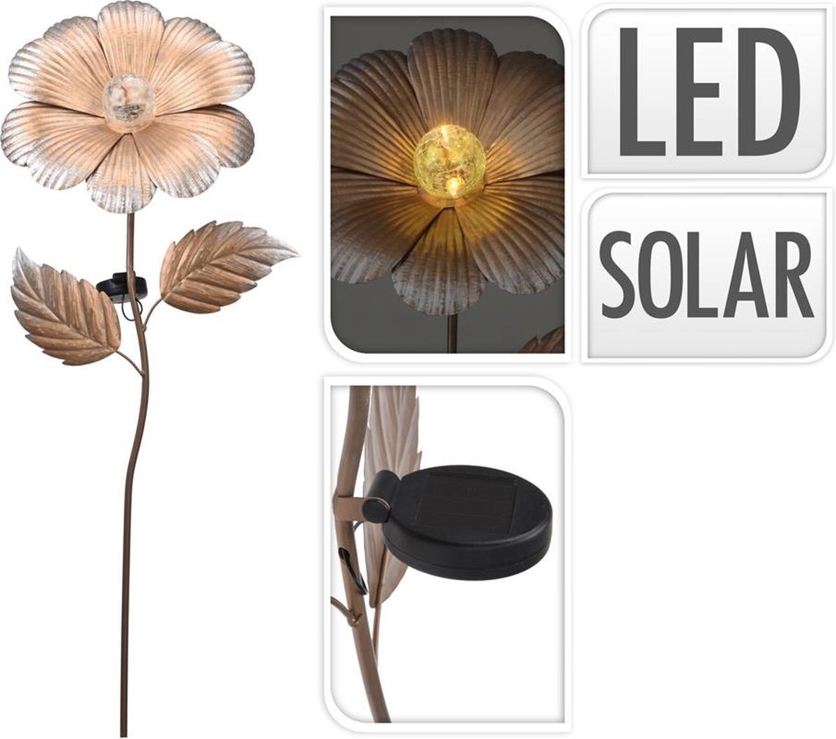 Garden Pro Solar tuinprikker bloem op steel LED (1 stuk) assorti