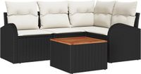 vidaXL Tuinbank Set 5-st Zwart/Crème Poly Rattan