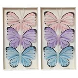 Decoris papillons décoratifs sur fil - 6x - coloré - 8 x 6 cm
