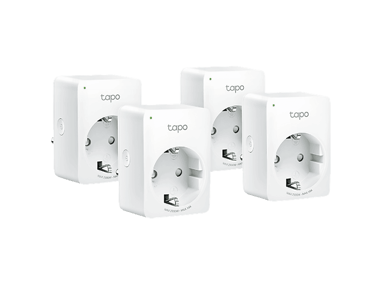 TP-Link Tapo P100 Smart Home WLAN WiFi Plug, White, 4 Pieces