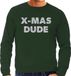 Bellatio Decorations X-Mas Dude Foute Kersttrui / sweater - zilver / glitter - groen - heren - S