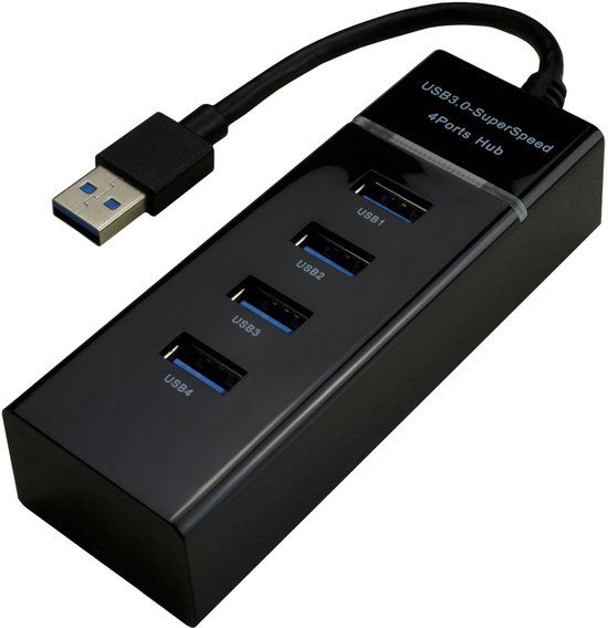 MCL USB3-M104B/N interface hub USB 3.2 Gen 1 (3.1 Gen 1) Type-A Zwart