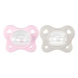 Chicco Rubber Dual Soft fopspeen van siliconen 2-6 maanden, tweekleurig, set met dubbele zachtheid, ondersteunt de ademhaling en bevordert de juiste ontwikkeling van de mond, 2 stuks, meisjes