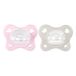 Chicco Rubber Dual Soft fopspeen van siliconen 2-6 maanden, tweekleurig, set met dubbele zachtheid, ondersteunt de ademhaling en bevordert de juiste ontwikkeling van de mond, 2 stuks, meisjes