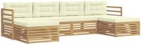 vidaXL - Bank loungeset - 6 zitplekken - Wit en crème - Massief Acacia Hout