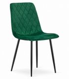LEOBERT Eetkamerstoel TURIN Groen - Velvet Bekleding, Zwarte Metalen Poten
