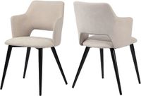 MEUBLE COSY Meubles Cosy Set van 2 eetkamerstoelen - met armleuningen – Beige – Stoffen zitting – Metalen poten