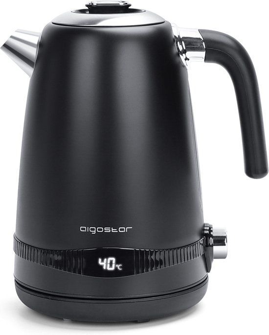 Aigostar Loki 30UGR - Elektrische Waterkoker met temperatuursregeling - 1.7L - Zwart