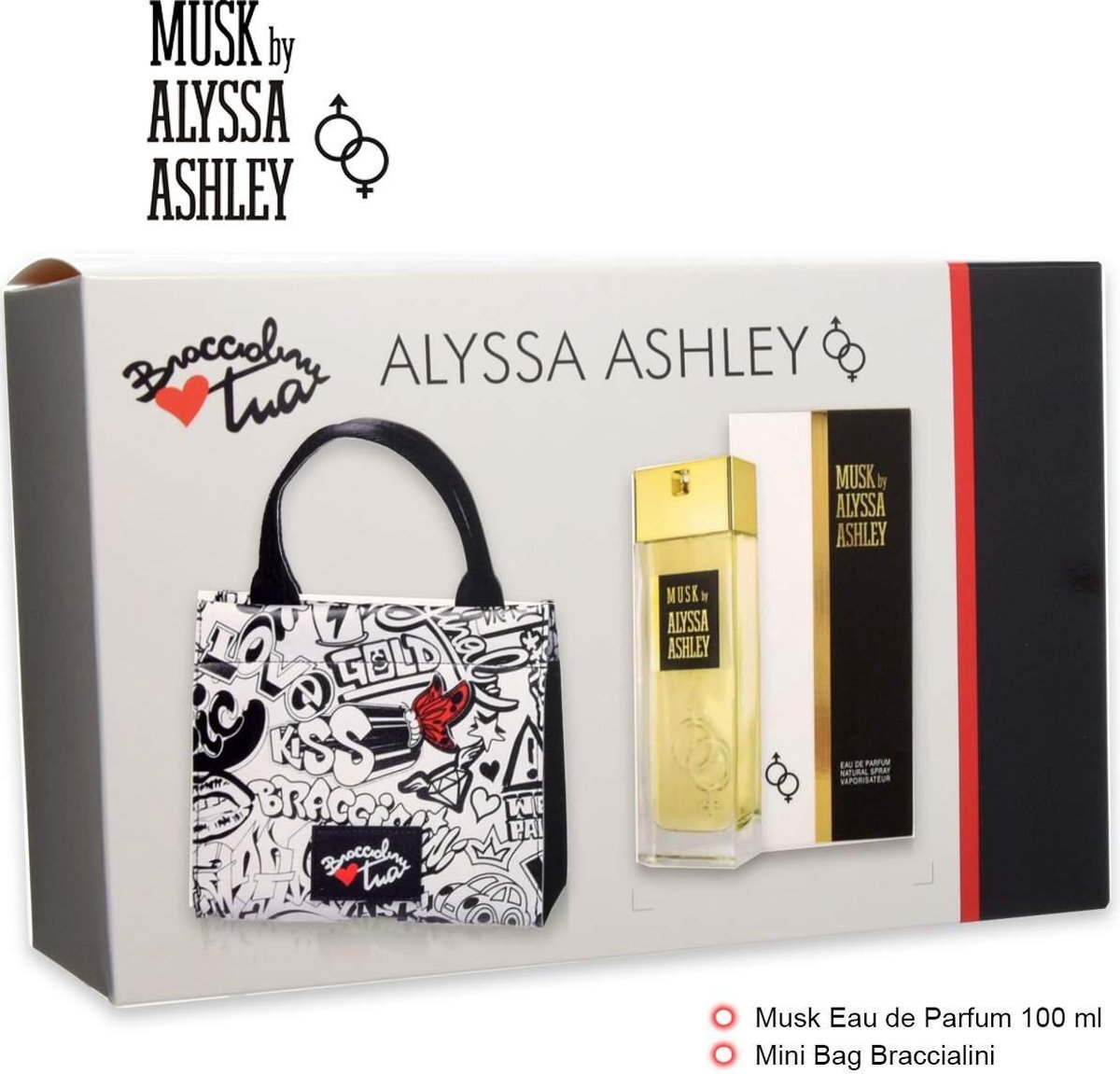 Alyssa Ashley Musk Giftset - 100 ml eau de parfum spray + toilettas - cadeauset voor unisex gift set