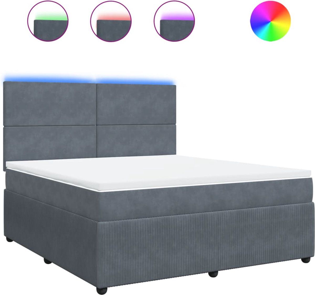 vidaXL Boxspring met matras fluweel donkergrijs 180x200 cm