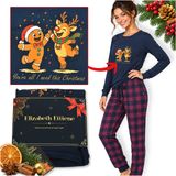 Bad Surfer ELIZABETH ETTIENE Kerstpyjama voor dames van gekamd katoen, ideaal als kerstcadeau S