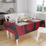 Bonamaison Tafelkleed, Anti-Mold, Sneldrogend, Waterdicht, 100% Polyester Tafellaken, rood Zwart, 140 x 160 Cm