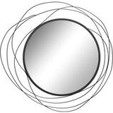 Miroir Circulaire Noir En Métal Torsadé, Décoration Contemporaine, Diamètre 65 Cm