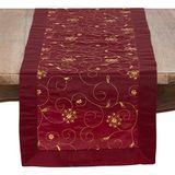 SARO LIFESTYLE XJ511.BU1672B Sevilla Collection geborduurde en pailletten tafelloper in feestelijke tinten, 40,6 cm x 182,9 cm, bordeaux