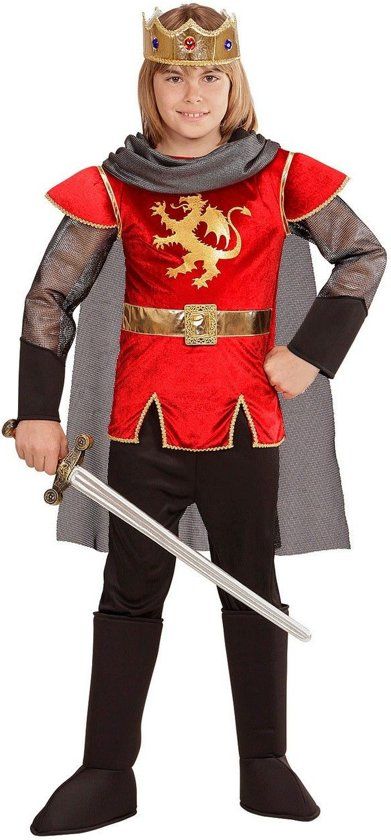 Widmann Middeleeuwse & Renaissance Strijders Kostuum King Arthur English Roze Rood Jongen Maat 140