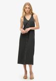 Superdry Beach Jersey Midi Jurk Dames Zwart