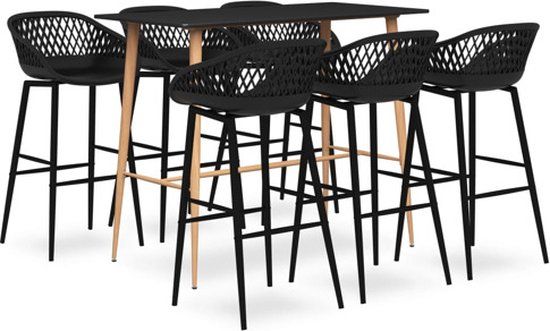 vidaXL 7-delige Barset Zwart