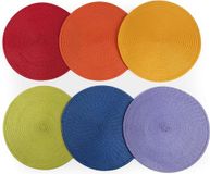 Merkloos Excelsa Ronde set van 6 placemats, veelkleurig, diameter 36 cm