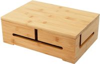 Relaxdays Kabelbox stekkerdoos - 11 x 32 x 22 cm - Bamboe - Lichtbruin