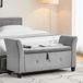 Vida Designs Sevilla Opbergpoef, stoffen kist met deksel, zitting, kruk, vensterbank, borst, speelgoedopbergdoos, poef, voetenbank, voetenbank, lichtgrijs fluweel