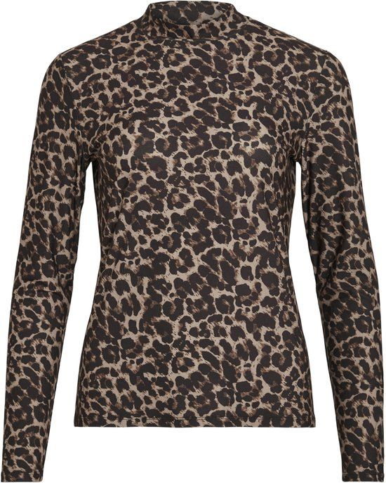 Vila Leoa L/S High Neck Top Dames - Maat L - Bruin - Donkerbruin