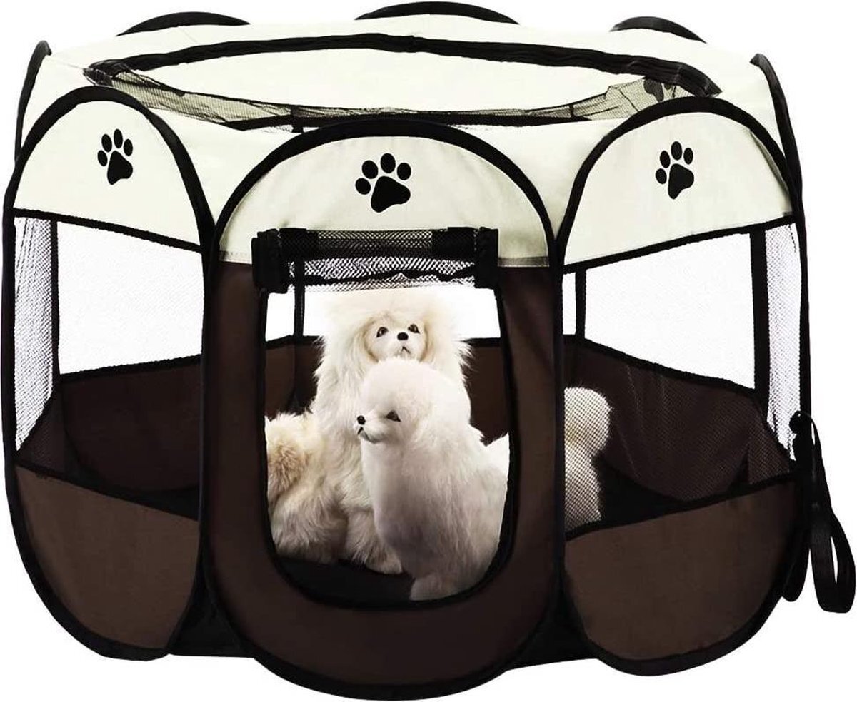 JDBOS Handig en mooi JDBOS ® Opvouwbare bench/puppyren voor honden - ? 72 cm - H 45 cm - bruin/wit wit, bruin