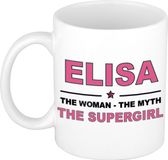 Bellatio Decorations naam cadeau mok - Elisa - Woman Myth Supergirl - koffiemok - 300 ml - collega - moederdag