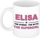 Bellatio Decorations naam cadeau mok - Elisa - Woman Myth Supergirl - koffiemok - 300 ml - collega - moederdag