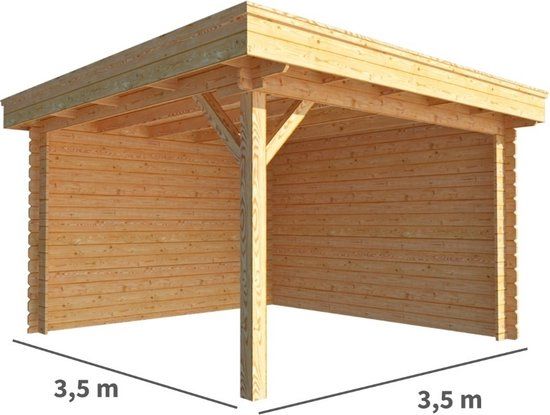 Merkloos Overkapping Lisa 350 cm bij 350 cm diep Plat dak bruin