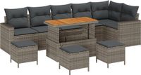 vidaXL Tuinbank - Set - 10 - st - Grijs - poly - rattan
