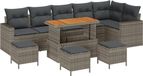 vidaXL Banc de jardin - Set - 10 - pièces - Gris - poly - rotin