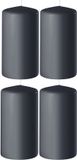 Enlightening Candles Bougie cylindrique/bougie pilier - 4x - anthracite - D6 x H8 cm - 27 heures de combustion