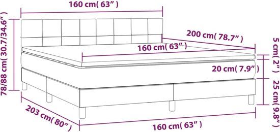 vidaXL Boxspring met matras stof taupe 160x200 cm